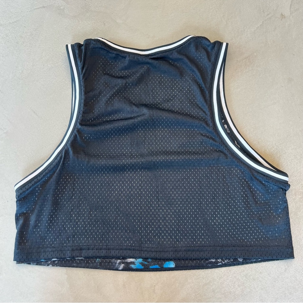 CHAMPION Cropped Mesh Reversible Basketball Jersey Tank Top, Black / Floral, S‎ - Picture 4 of 15